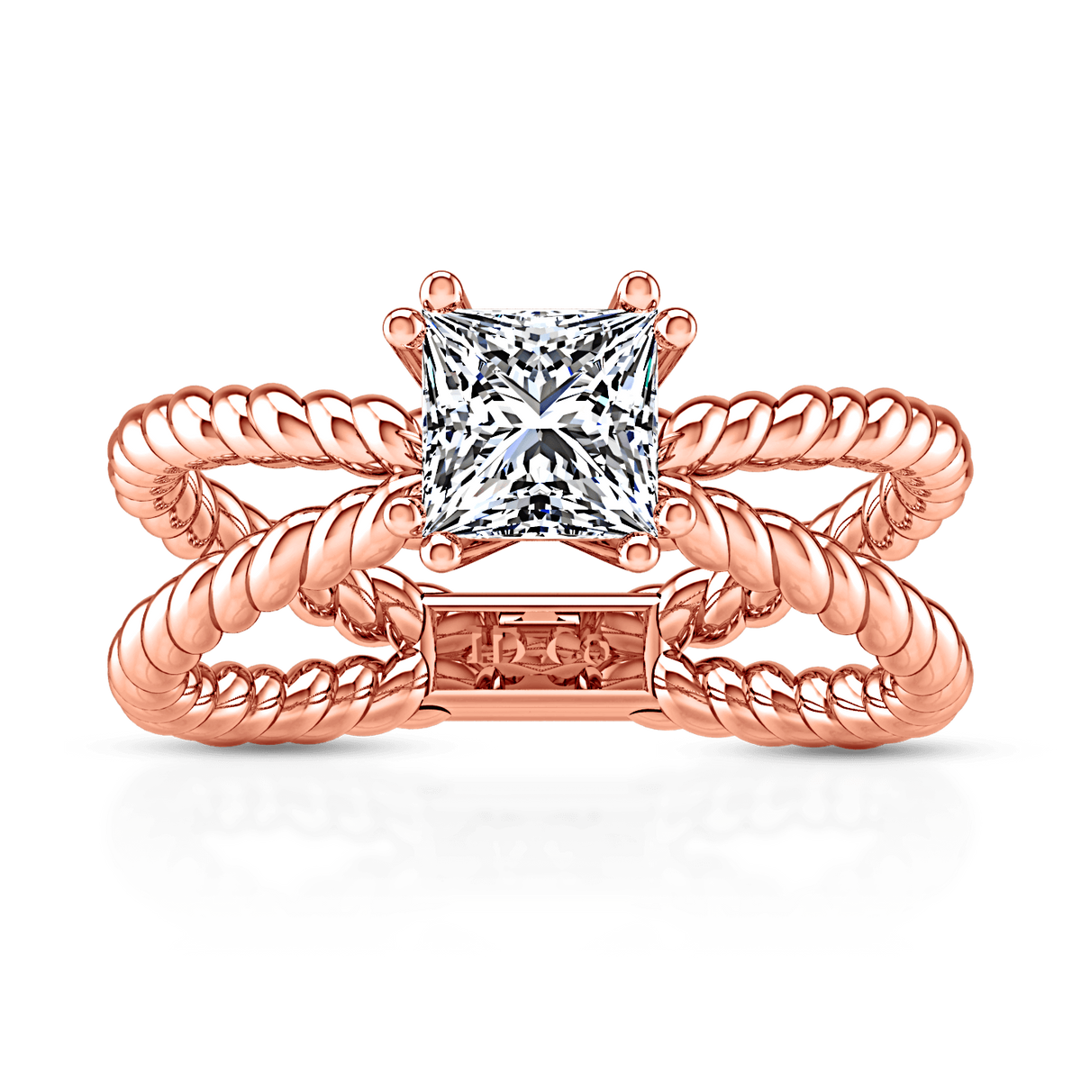 Solitaire Diamond Princess Cut Engagement Ring Infinity 14K Rose Gold