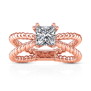 Solitaire Diamond Princess Cut Engagement Ring Infinity 14K Rose Gold