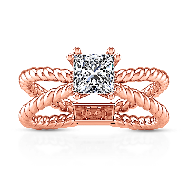 Solitaire Diamond Princess Cut Engagement Ring Infinity 14K Rose Gold