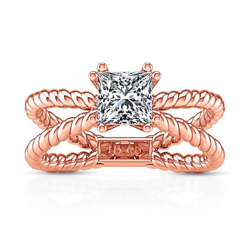 Solitaire Diamond Princess Cut Engagement Ring Infinity 14K Rose Gold