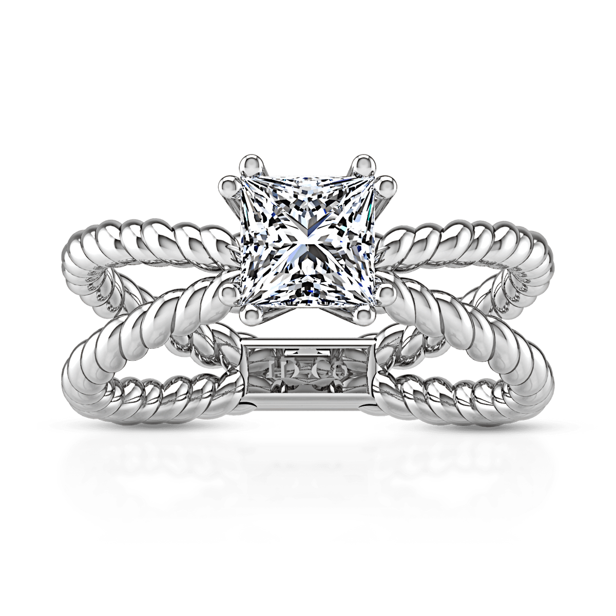 Solitaire Princess Cut Diamond Engagement Ring Infinity 14K White Gold