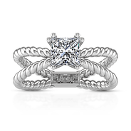 Solitaire Princess Cut Diamond Engagement Ring Infinity 14K White Gold