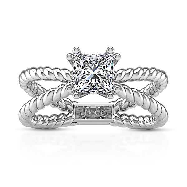 Solitaire Princess Cut Diamond Engagement Ring Infinity 14K White Gold