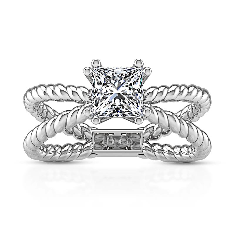 Solitaire Princess Cut Diamond Engagement Ring Infinity 14K White Gold