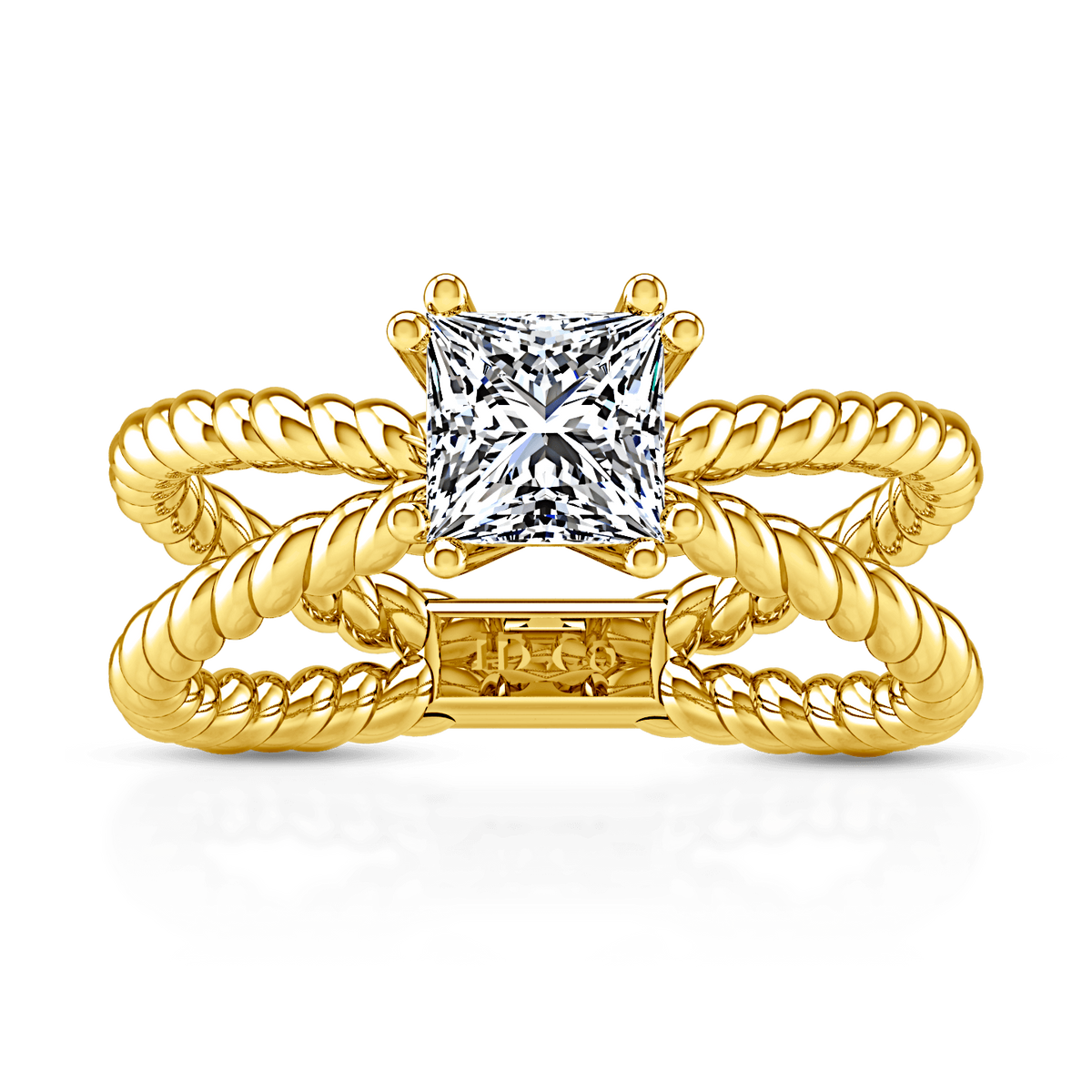 Solitaire Diamond Princess Cut Engagement Ring Infinity 14K Yellow Gold