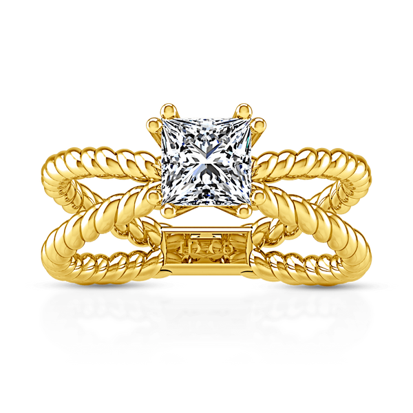 Solitaire Diamond Princess Cut Engagement Ring Infinity 14K Yellow Gold