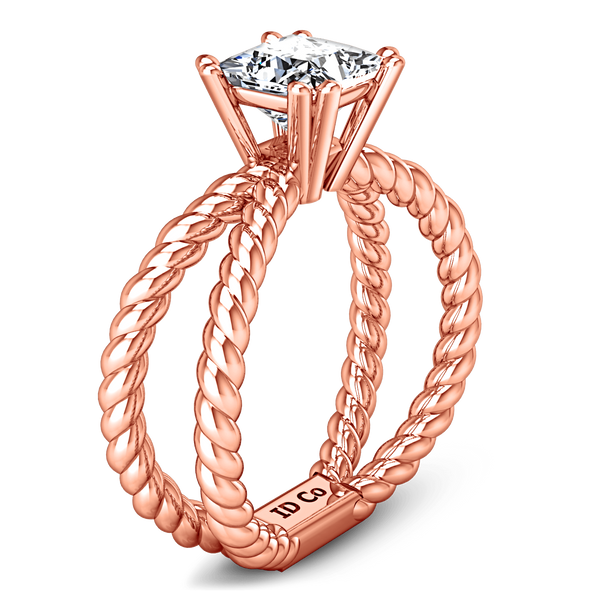 Solitaire Diamond Princess Cut Engagement Ring Infinity 14K Rose Gold