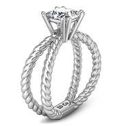 Solitaire Princess Cut Diamond Engagement Ring Infinity 14K White Gold