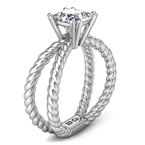 Solitaire Princess Cut Diamond Engagement Ring Infinity 14K White Gold