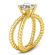 Solitaire Diamond Princess Cut Engagement Ring Infinity 14K Yellow Gold
