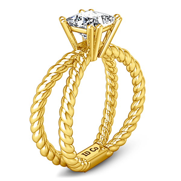 Solitaire Diamond Princess Cut Engagement Ring Infinity 14K Yellow Gold