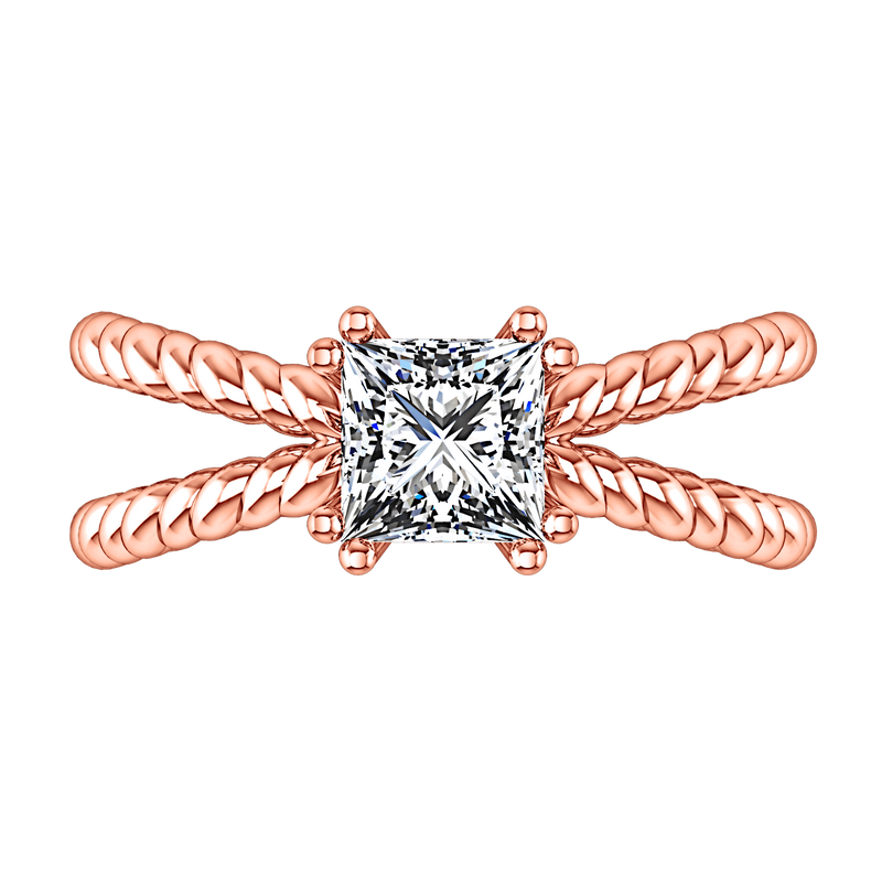 Solitaire Diamond Princess Cut Engagement Ring Infinity 14K Rose Gold