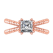 Solitaire Diamond Princess Cut Engagement Ring Infinity 14K Rose Gold