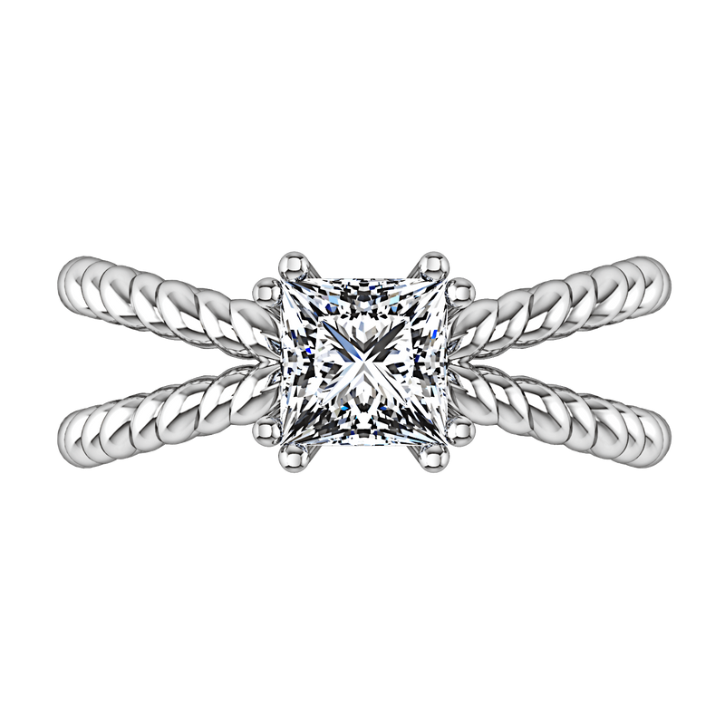 Solitaire Princess Cut Diamond Engagement Ring Infinity 14K White Gold
