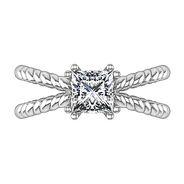 Solitaire Princess Cut Diamond Engagement Ring Infinity 14K White Gold