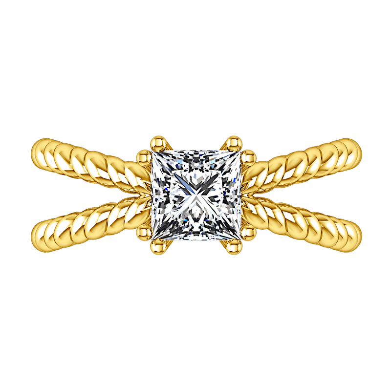 Solitaire Diamond Princess Cut Engagement Ring Infinity 14K Yellow Gold