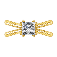 Solitaire Diamond Princess Cut Engagement Ring Infinity 14K Yellow Gold