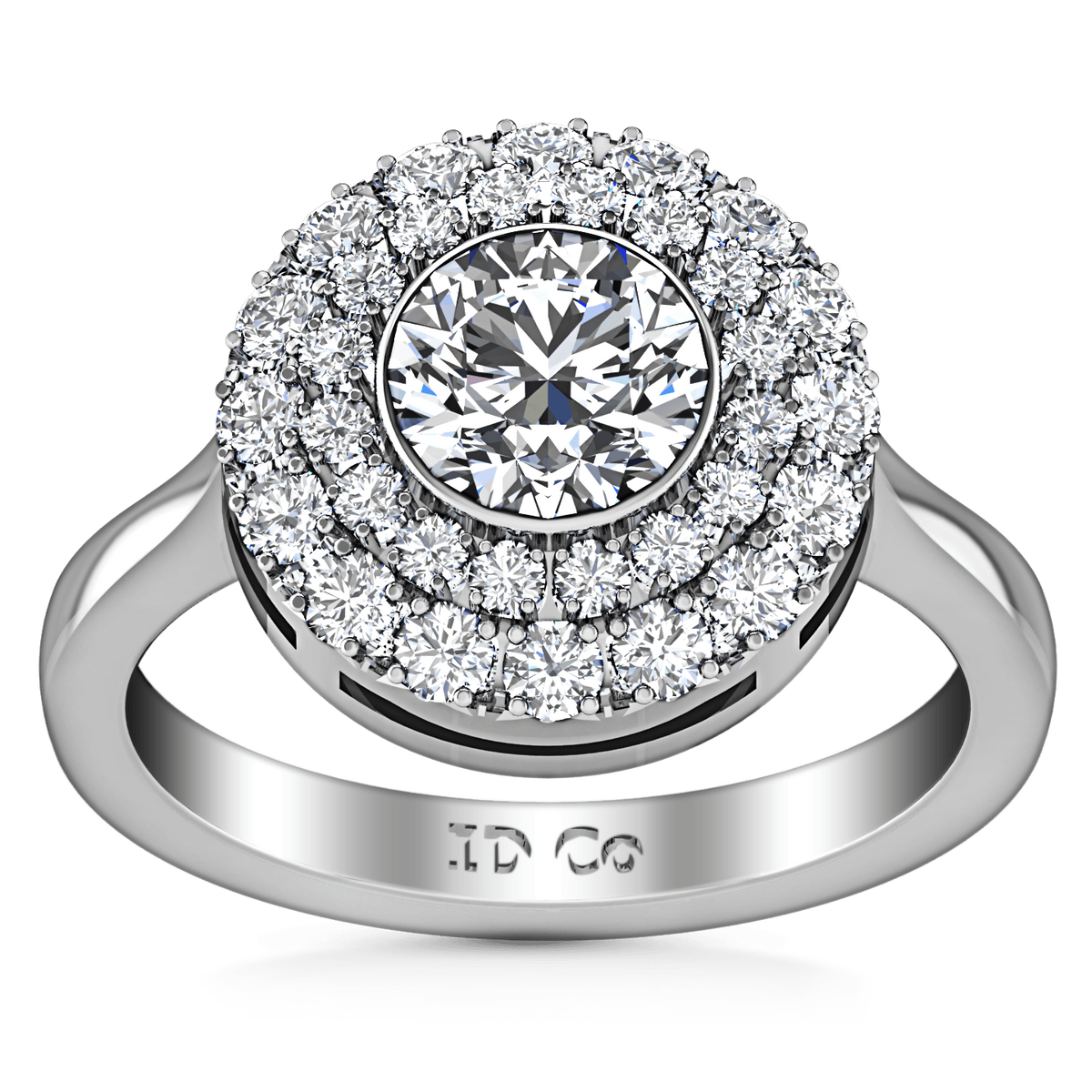 Round Diamond Halo Engagement Ring Mandy 14K White Gold