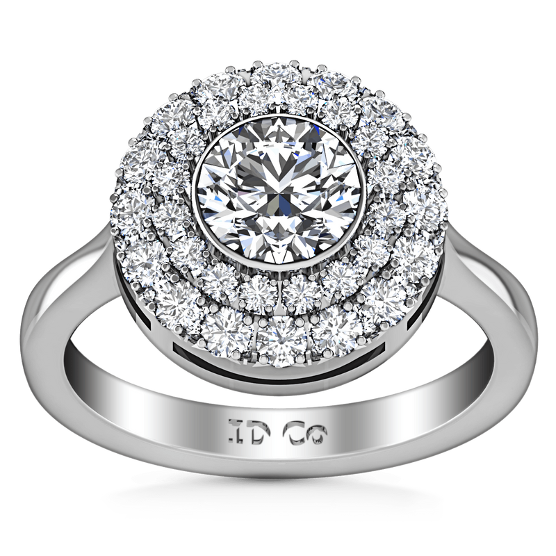 Round Diamond Halo Engagement Ring Mandy 14K White Gold