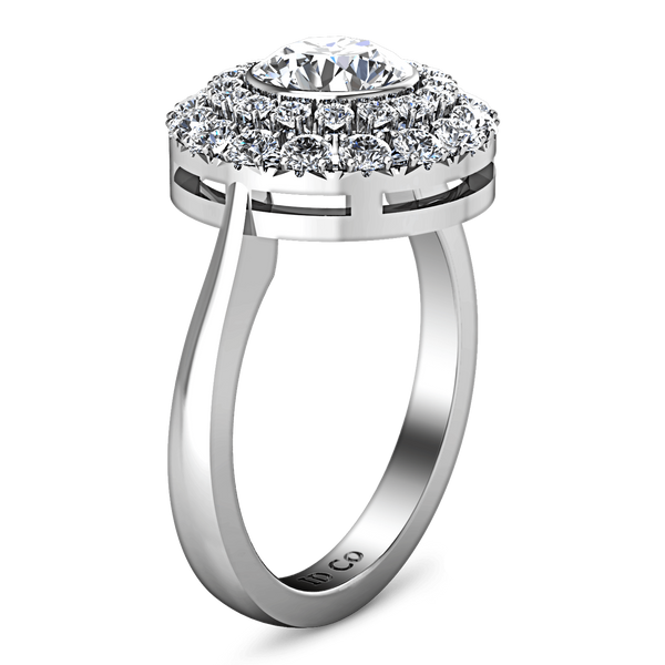 Round Diamond Halo Engagement Ring Mandy 14K White Gold