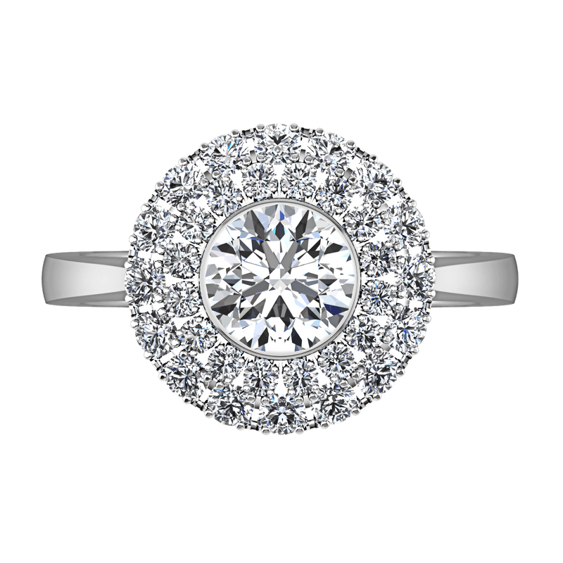 Round Diamond Halo Engagement Ring Mandy 14K White Gold