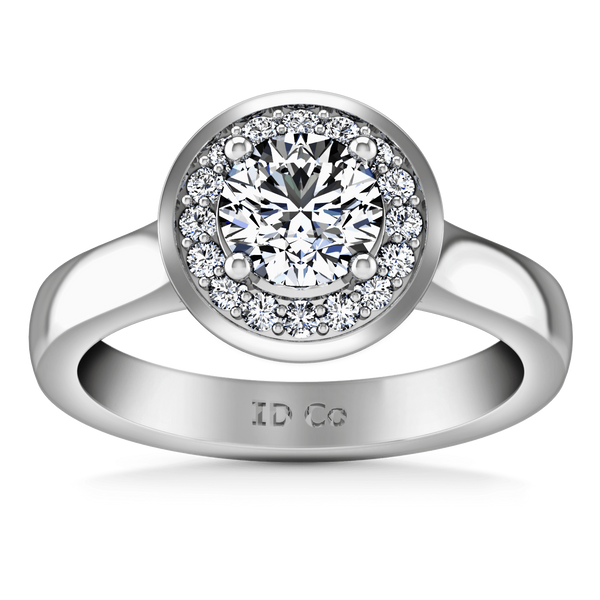 Round Diamond Halo  Engagement Ring Erica 14K White Gold