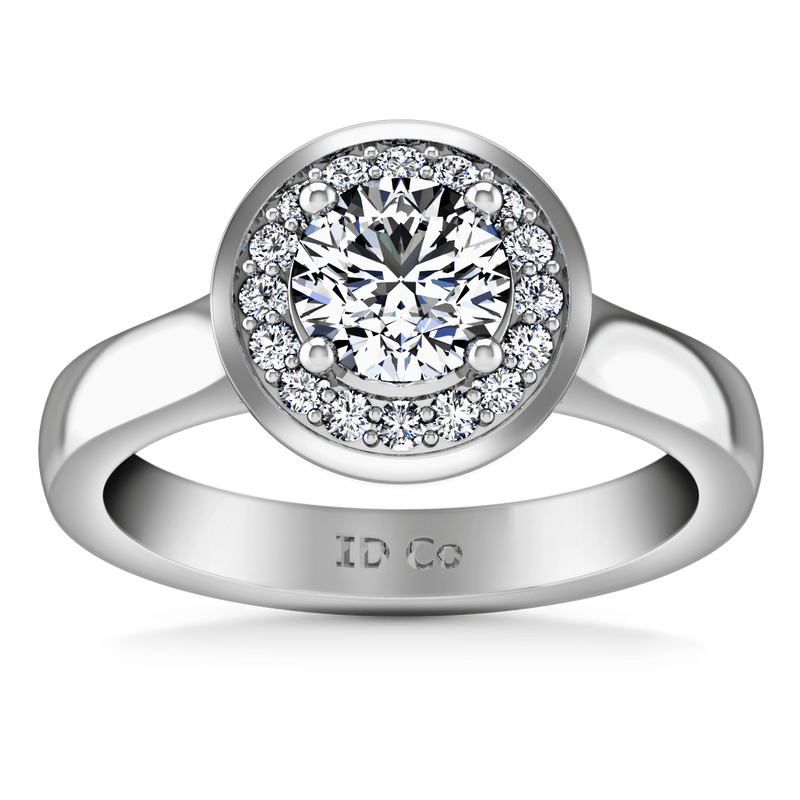 Round Diamond Halo  Engagement Ring Erica 14K White Gold