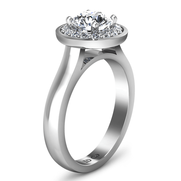 Round Diamond Halo  Engagement Ring Erica 14K White Gold