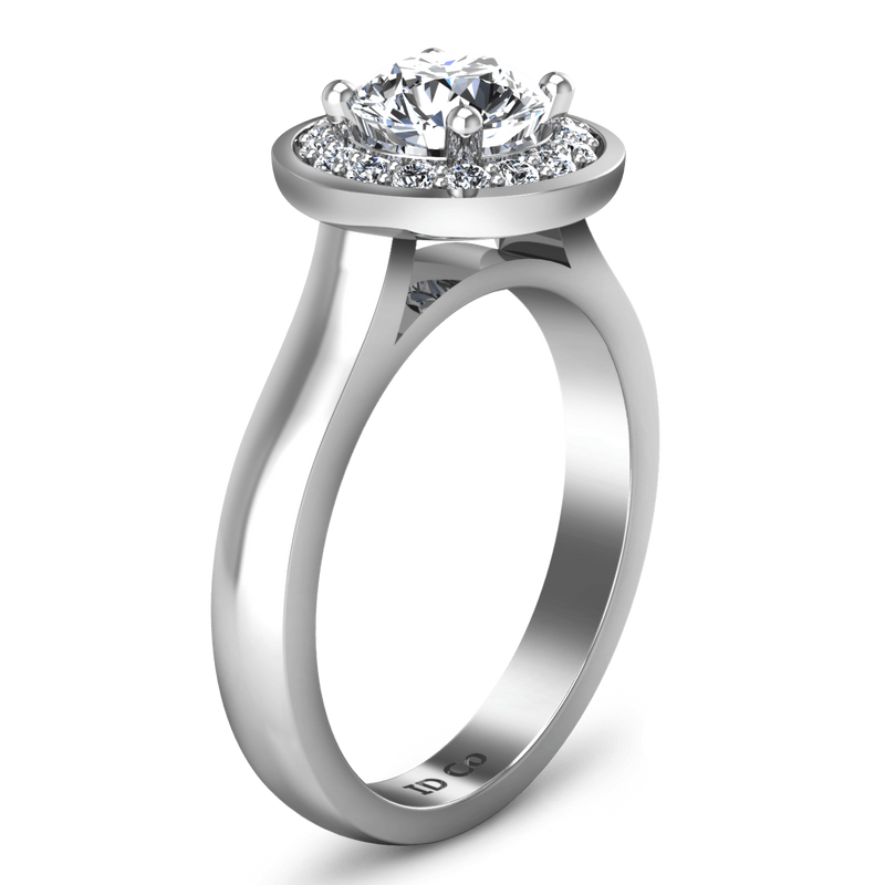 Round Diamond Halo  Engagement Ring Erica 14K White Gold