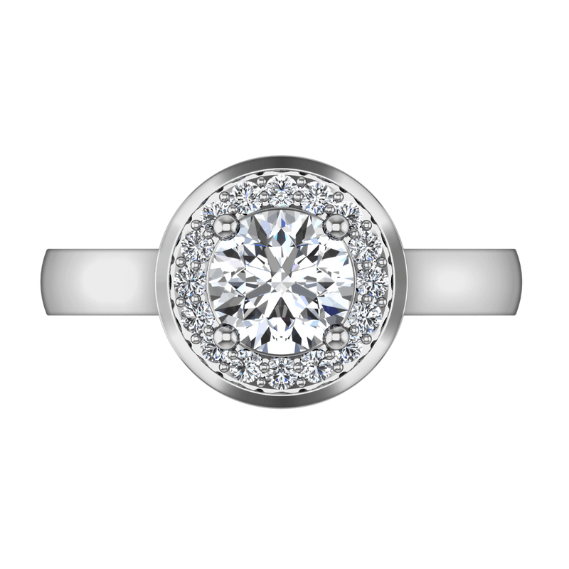 Round Diamond Halo  Engagement Ring Erica 14K White Gold