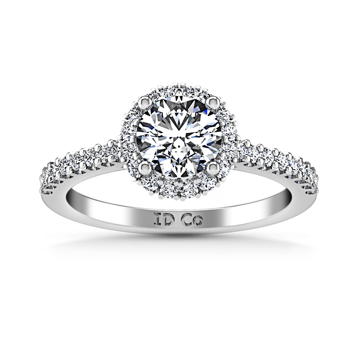 Round Diamond Halo  Engagement Ring Bethany 14K White Gold