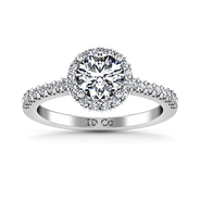Round Diamond Halo  Engagement Ring Bethany 14K White Gold
