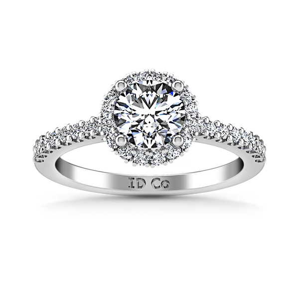 Round Diamond Halo  Engagement Ring Bethany 14K White Gold