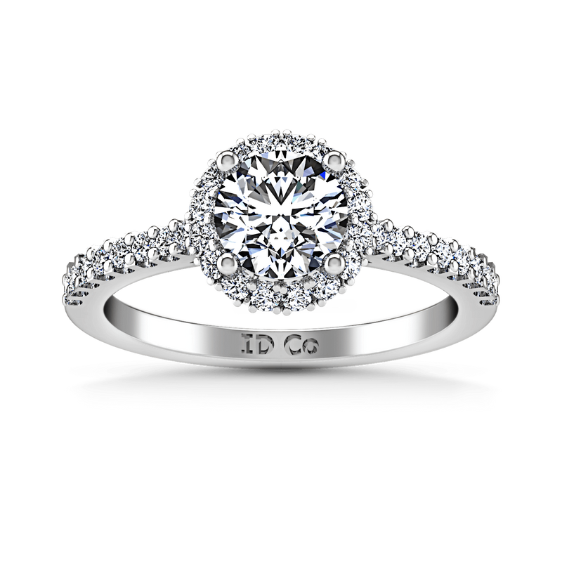 Round Diamond Halo  Engagement Ring Bethany 14K White Gold