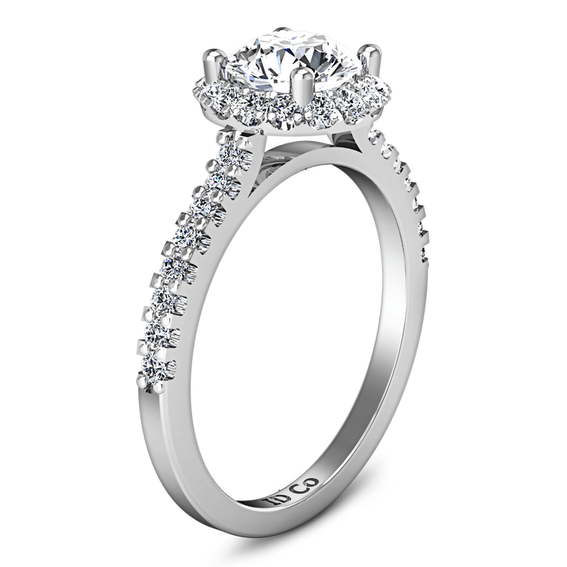 Round Diamond Halo  Engagement Ring Bethany 14K White Gold