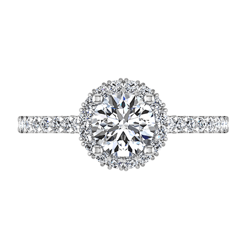 Round Diamond Halo  Engagement Ring Bethany 14K White Gold