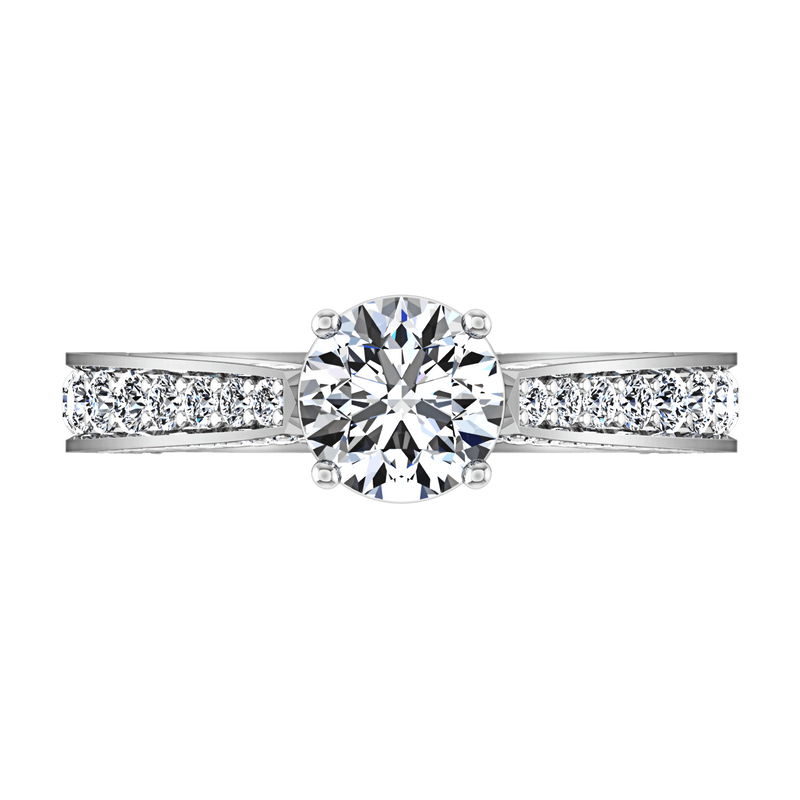 Round Diamond Pave Engagement Ring Elizabeth 14K White Gold