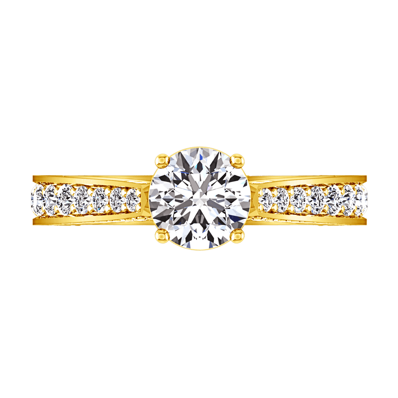 Pave Diamond EngagementRing Elizabeth 14K Yellow Gold