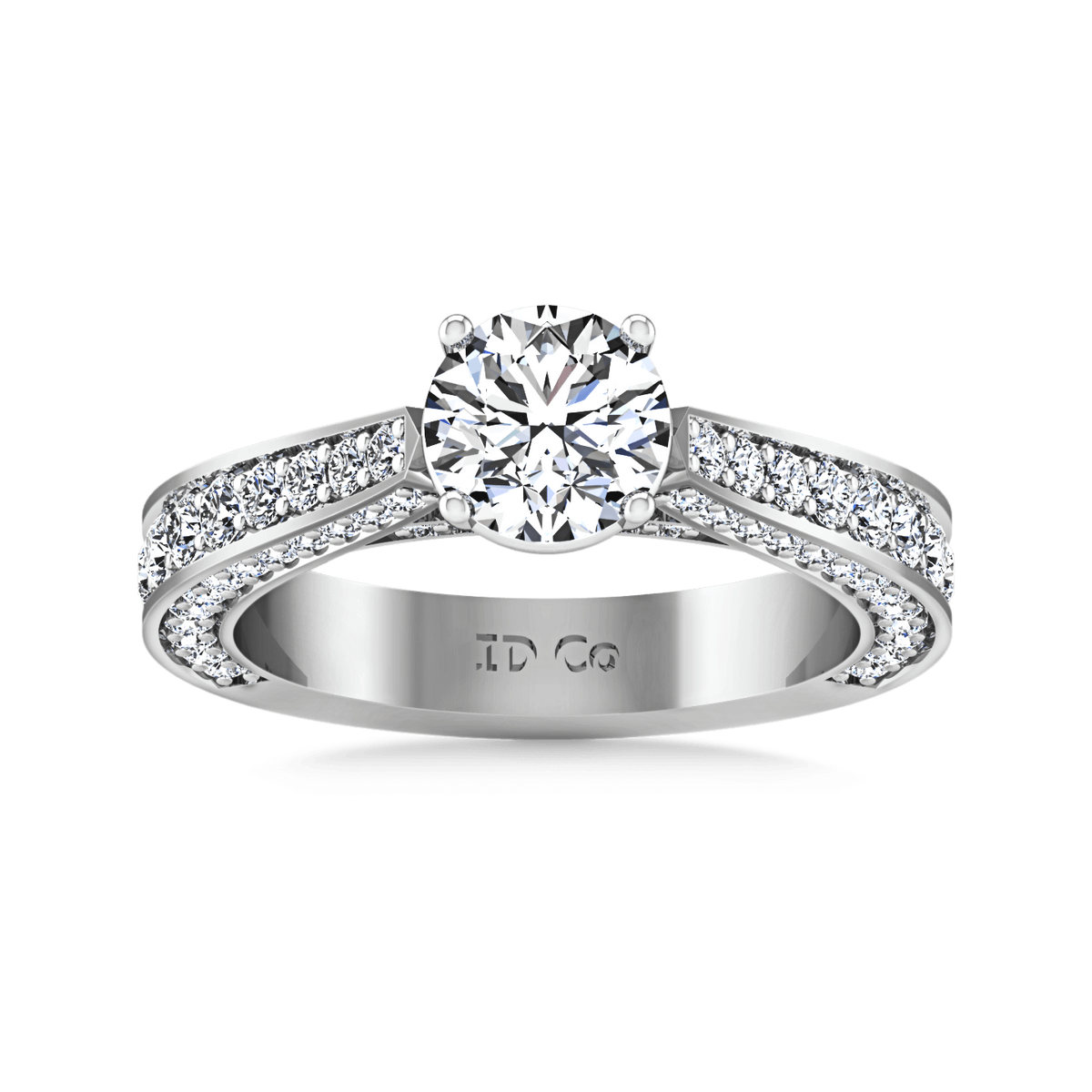 Round Diamond Pave Engagement Ring Elizabeth 14K White Gold