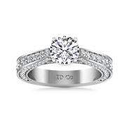 Round Diamond Pave Engagement Ring Elizabeth 14K White Gold