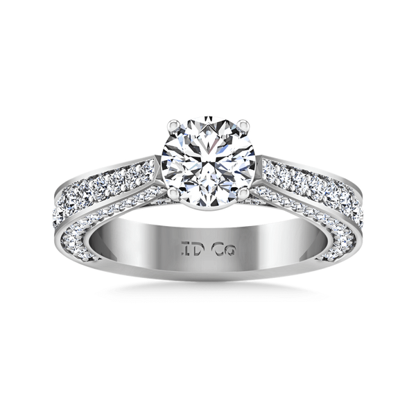 Round Diamond Pave Engagement Ring Elizabeth 14K White Gold