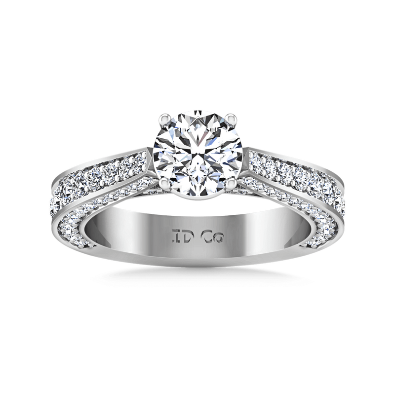 Round Diamond Pave Engagement Ring Elizabeth 14K White Gold