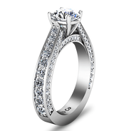 Round Diamond Pave Engagement Ring Elizabeth 14K White Gold