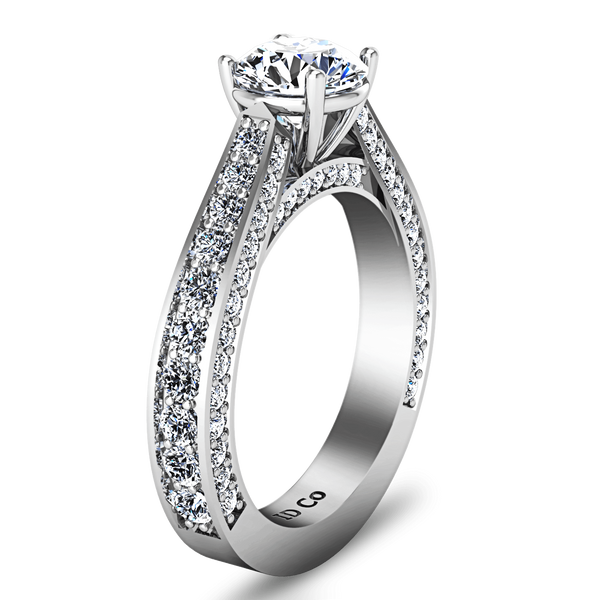Round Diamond Pave Engagement Ring Elizabeth 14K White Gold