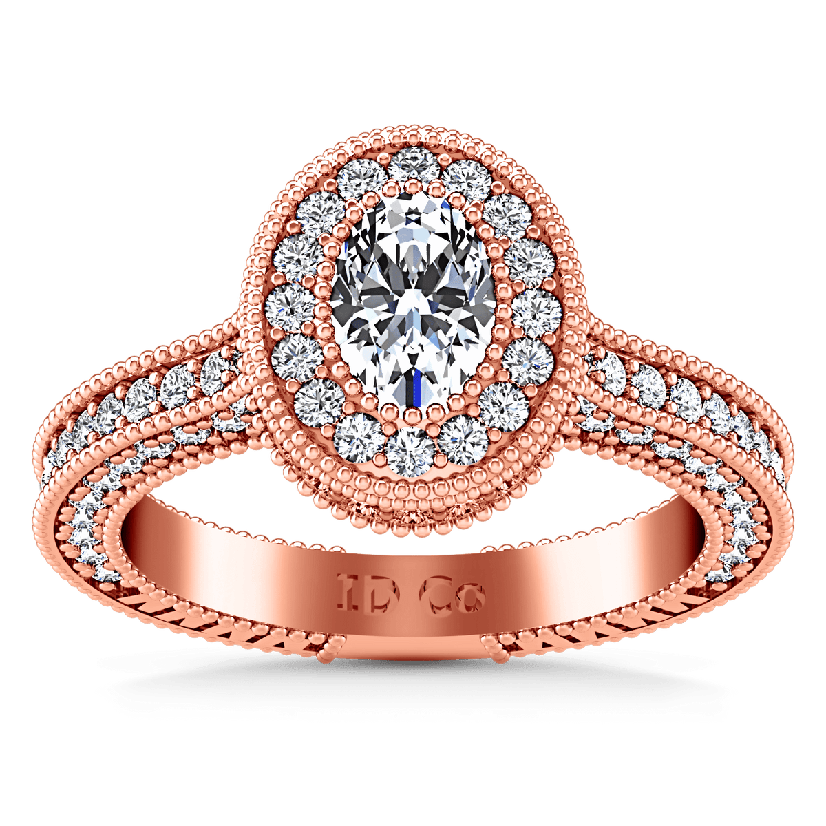 Halo Diamond Oval Engagement Ring Hannah 14K Rose Gold