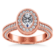 Halo Diamond Oval Engagement Ring Hannah 14K Rose Gold