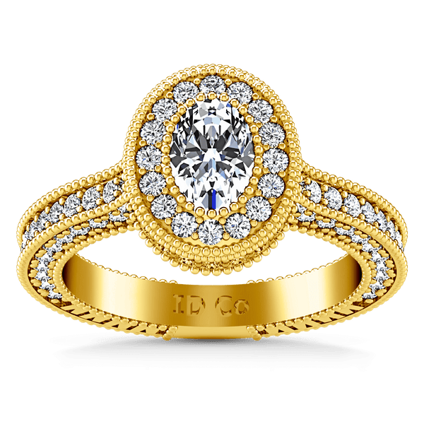 Halo Diamond Oval Engagement Ring Hannah 14K Yellow Gold