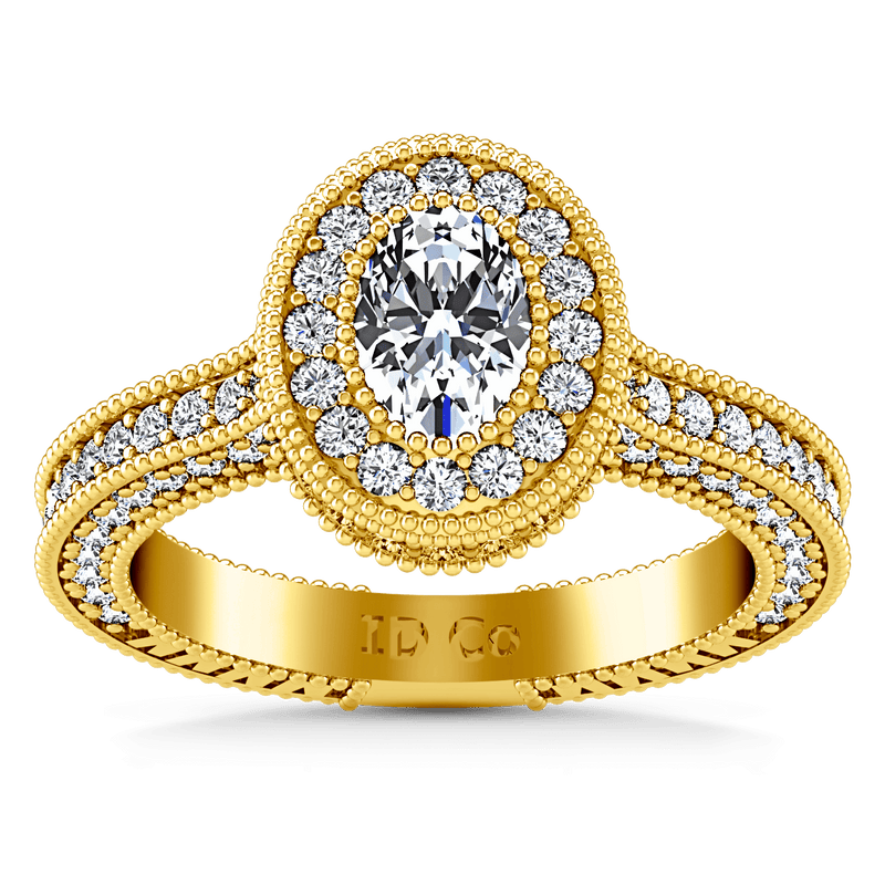 Halo Diamond Oval Engagement Ring Hannah 14K Yellow Gold