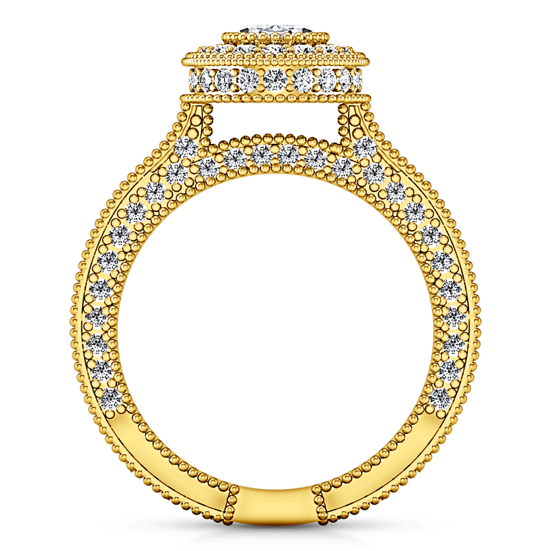 Halo Diamond Oval Engagement Ring Hannah 14K Yellow Gold