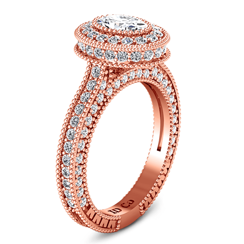 Halo Diamond Oval Engagement Ring Hannah 14K Rose Gold